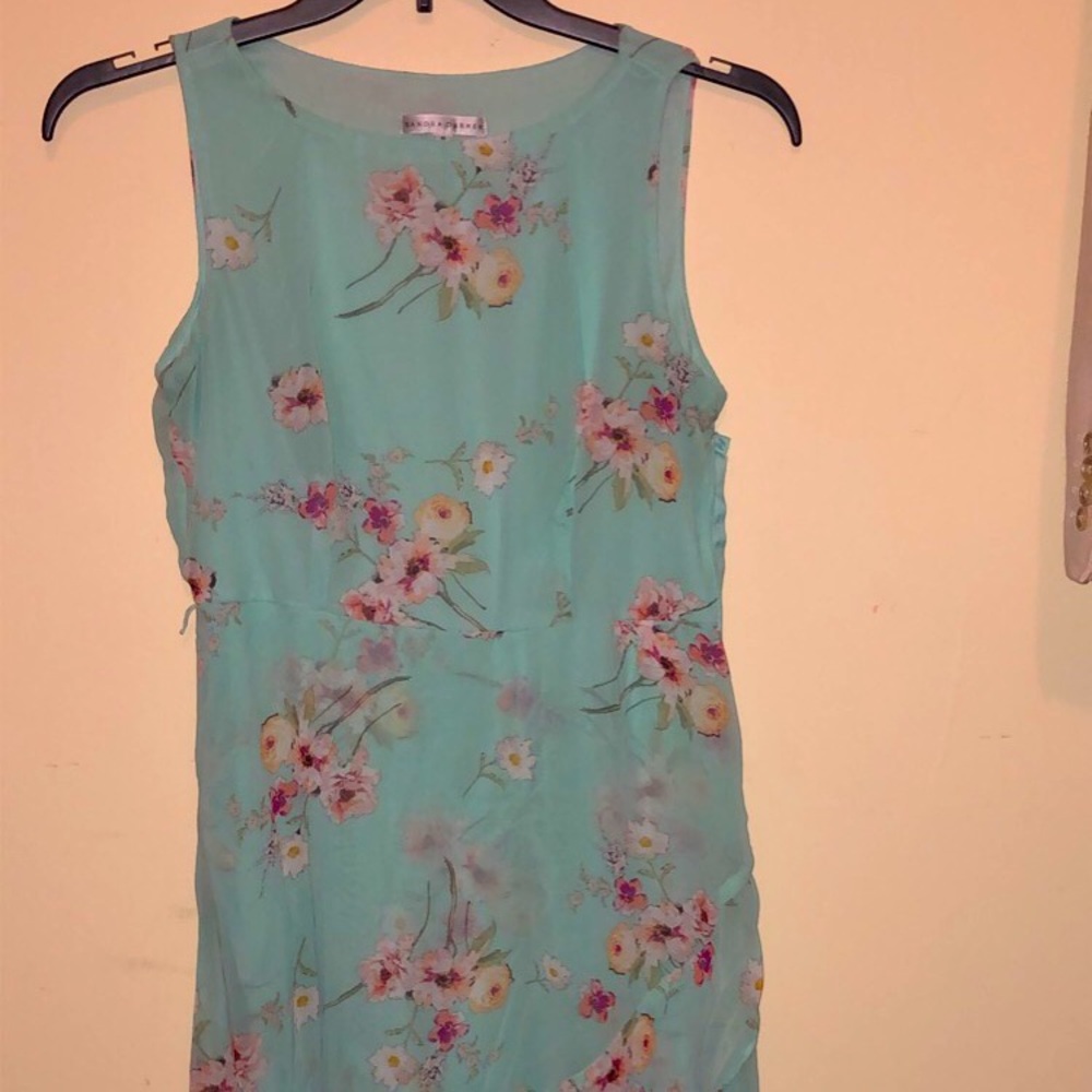 Blue floral sleeveless midi dress